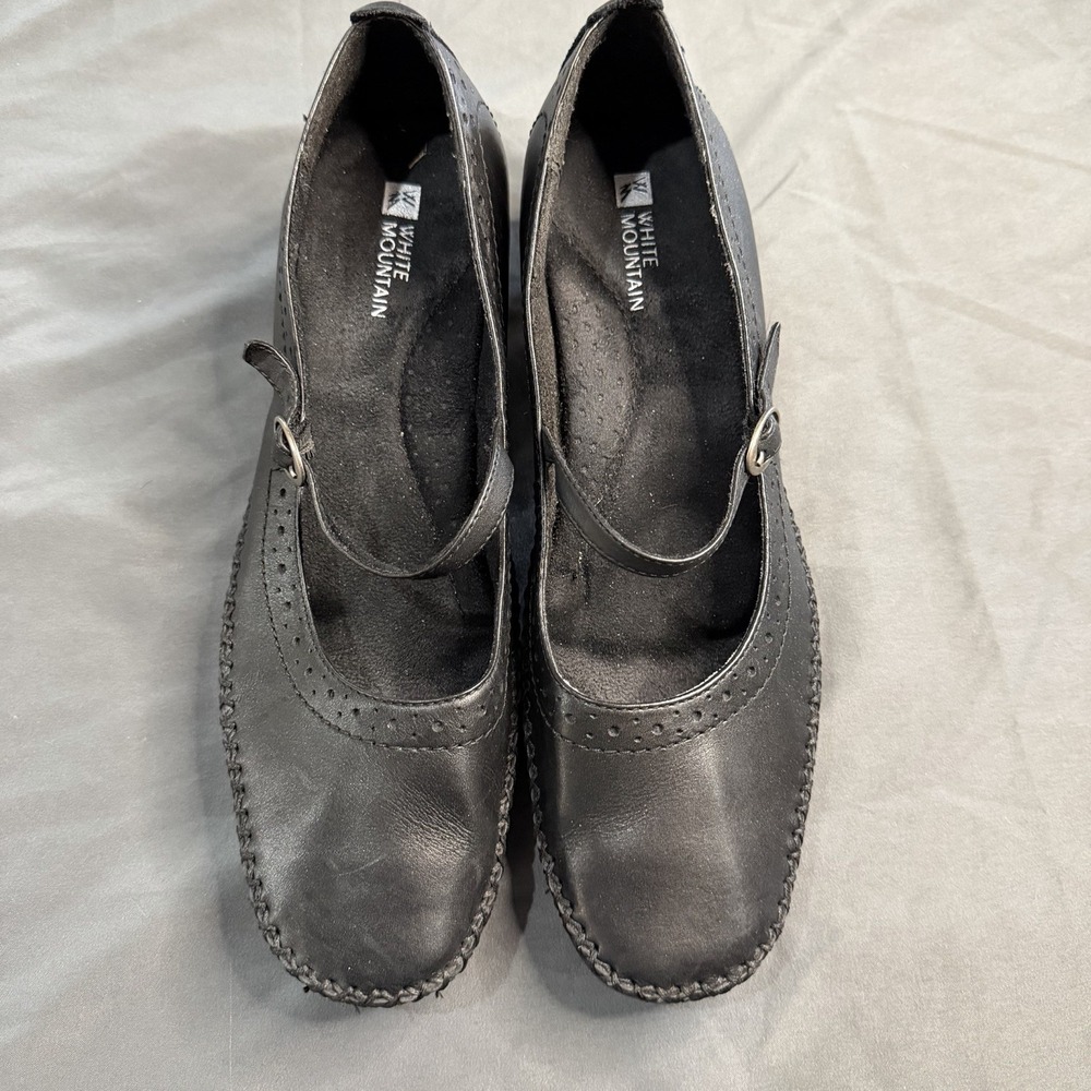Size 9.5M White Mountain Mary Jane Slip On Comfort Shoes With Buckle